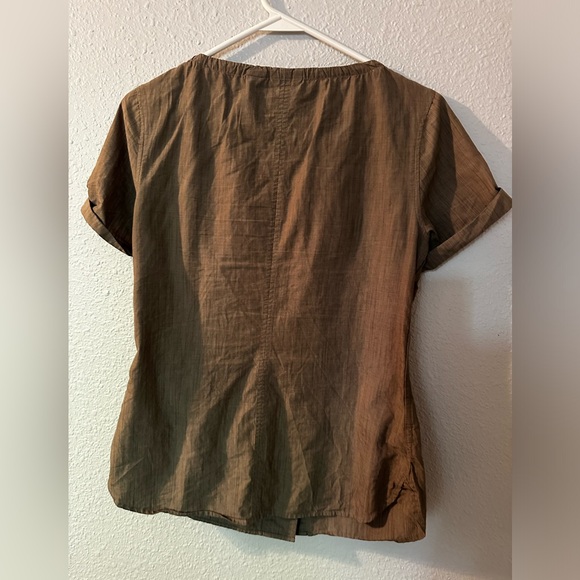 Eddie Bauer XS dark green button up blouse - Picture 4 of 4